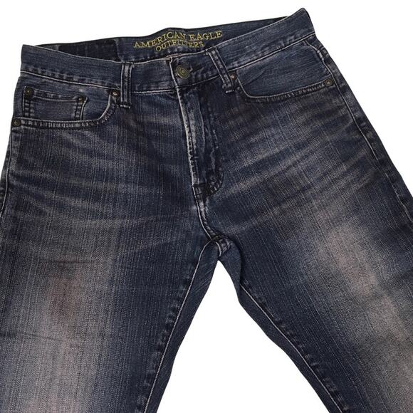American Eagle Jeans Slim Straight Dark Wash Denim Pants Men's 29x32 Casual AEO - Picture 10 of 11